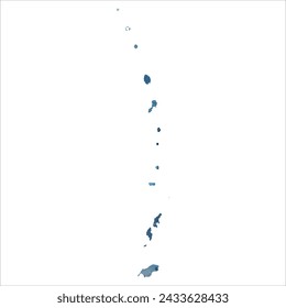 High detailed vector map. Northern Mariana Islands. Watercolor style. Deep blue color. Berlin azure.