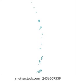 High detailed vector map. Northern Mariana Islands. Watercolor style. Turquoise blue color. Blue is a deep color.