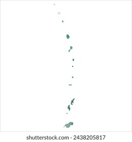High detailed vector map. Northern Mariana Islands. Watercolor style. Turquoise green color.