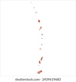 High detailed vector map. Northern Mariana Islands. Watercolor style. Bismarck-furioso. Red color.
