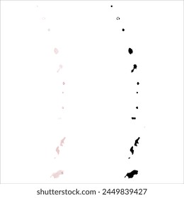 Mapa de Vector detallado. Islas Marianas del Norte. Juego de dos cartas. Estilo acuarela. Color rosa. Tarjeta negra.