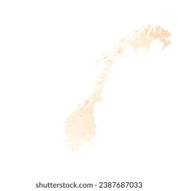 Mapa vectorial detallado alto. Noruega. Estilo acuarela. Color delicado del precio.