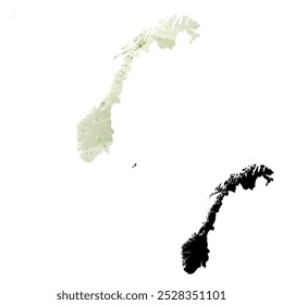 High detailed vector map. Norway.