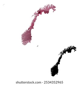 Alto mapa de Vector detallado. Noruega.