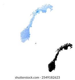 Alto mapa de Vector detallado. Noruega.