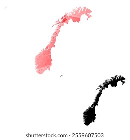 High detailed vector map. Norway.