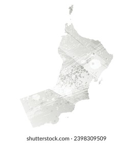 High detailed vector map. Oman. Watercolor style. Gray color.