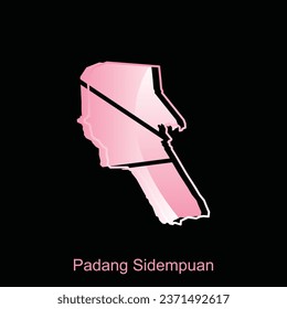 Mapa vectorial detallado de Padang Sidempuan City, diseño de vectores con logotipo. Resumen, concepto de diseños, logotipo, elemento de logotipo para plantilla.