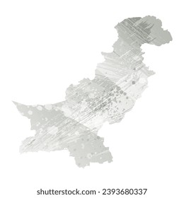 High detailed vector map. Pakistan. Watercolor style. Agate gray.