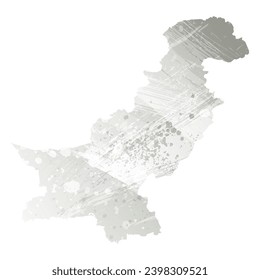 High detailed vector map. Pakistan. Watercolor style. Gray color.