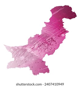 High detailed vector map. Pakistan. Watercolor style. Amaranth deep purple color.