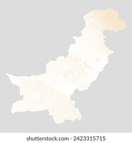 High detailed vector map. Pakistan. Watercolor style. Banana color. Pastel yellow color.
