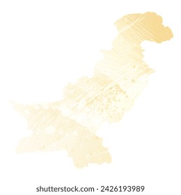 High detailed vector map. Pakistan. Watercolor style. Banana color. Pastel yellow. Delicate yellow.