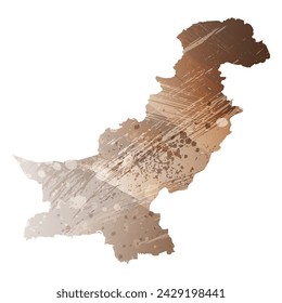 High detailed vector map. Pakistan. Watercolor Style. Beige and brown color.