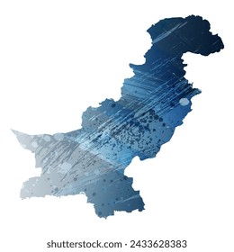 High detailed vector map. Pakistan. Watercolor style. Deep blue color. Berlin azure.