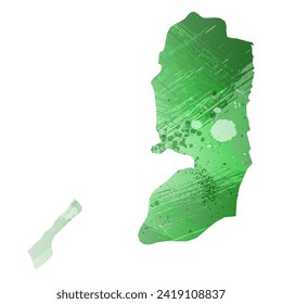 Hohe detaillierte Vektorkarte. Palästina. Aquarell. Grüne Farbe. Salacious smaragdfarben.