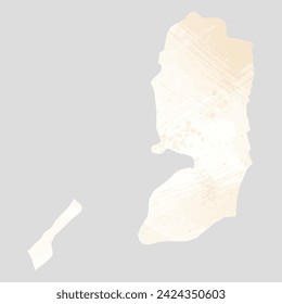 High detailed vector map. Palestine. Watercolor style. Banana color. Pastel yellow color.
