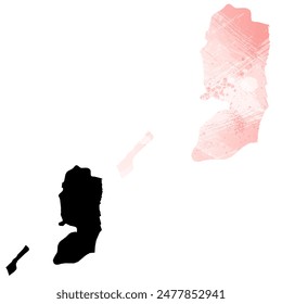 Mapa de Vector detallado. Palestina.