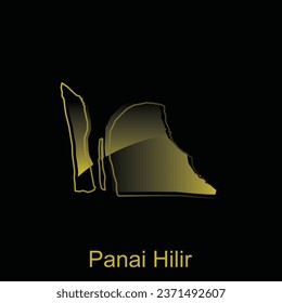 High detailed vector map of Panai Hilir City modern outline, Logo Vector Design. Abstract, designs concept, logo, logotype element for template.
