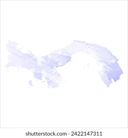 High detailed vector map. Panama. Watercolor style. Periwinkle color. Delicate lilac color. Pastel purple.
