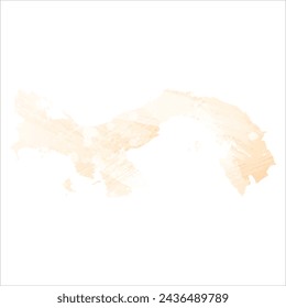 High detailed vector map. Panama. Watercolor style. Biscuit color. Pastel yellow color.