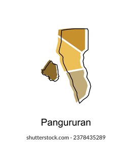 High detailed vector map of Panguruan City modern outline, Logo Vector Design. Abstract, designs concept, logo, logotype element for template.