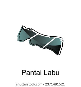 High detailed vector map of Pantai Labu City modern outline, Logo Vector Design. Abstract, designs concept, logo, logotype element for template.