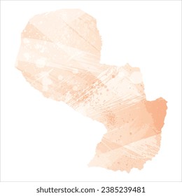 Mapa vectorial detallado alto. Paraguay. Estilo acuarela. Color del icono.