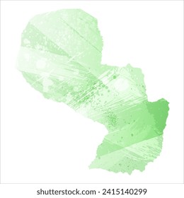High detailed vector map. Paraguay. Watercolor style. Light lettuce color. Pastel green.