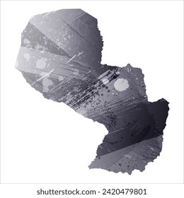 Mapa vectorial detallado alto. Paraguay. Estilo acuarela. Color gris antracita. 