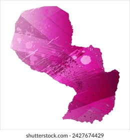 High detailed vector map. Paraguay. Watercolor style. Eggplant color. Purple bright color.