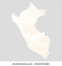 High detailed vector map. Peru. Watercolor style. Banana color. Pastel yellow color.
