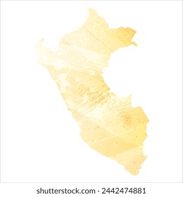 High detailed vector map. Peru. Watercolor style. Pale yellow color.