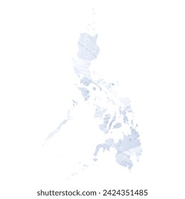 High detailed vector map. Philippines. Watercolor style. Periwinkle color. Pastel lilac color. Delicate purple.