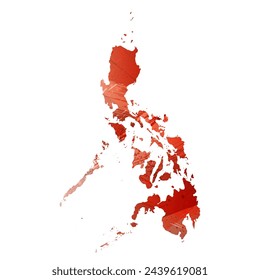 High detailed vector map. Philippines. Watercolor style. Bismarck-furioso. Red color.
