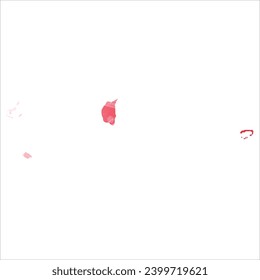 High detailed vector map. Pitcairn Islands. Watercolor Style. Alizarin red color.