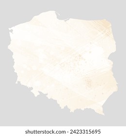 High detailed vector map. Poland. Watercolor style. Banana color. Pastel yellow color.
