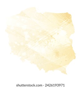 High detailed vector map. Poland. Watercolor style. Banana color. Pastel yellow. Delicate yellow.