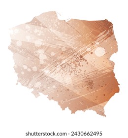 High detailed vector map. Poland. Watercolor style. Beige and red color. Brown color.
