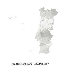 High detailed vector map. Portugal. Watercolor style. Agate gray.