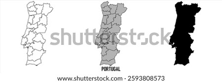 High detailed vector map - Portugal