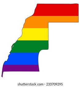 High detailed vector map with the pride flag inside - Western Sahara