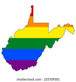 High detailed vector map with the pride flag inside - West Virginia