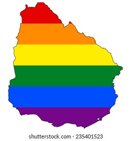 High detailed vector map with the pride flag inside - Uruguay