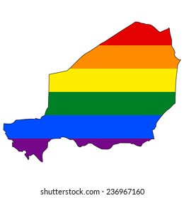 High detailed vector map with the pride flag inside - Niger