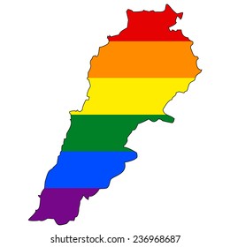 High detailed vector map with the pride flag inside - Lebanon