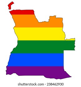 High detailed vector map with the pride flag inside - Angola