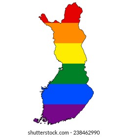 High detailed vector map with the pride flag inside - Finland