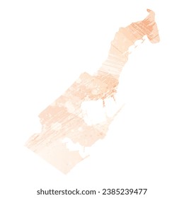 High detailed vector map. Principality of Monaco. Watercolor style. Apricot color.
