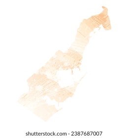 High detailed vector map. Principality of Monaco. Watercolor Style. Apricot delicate color.